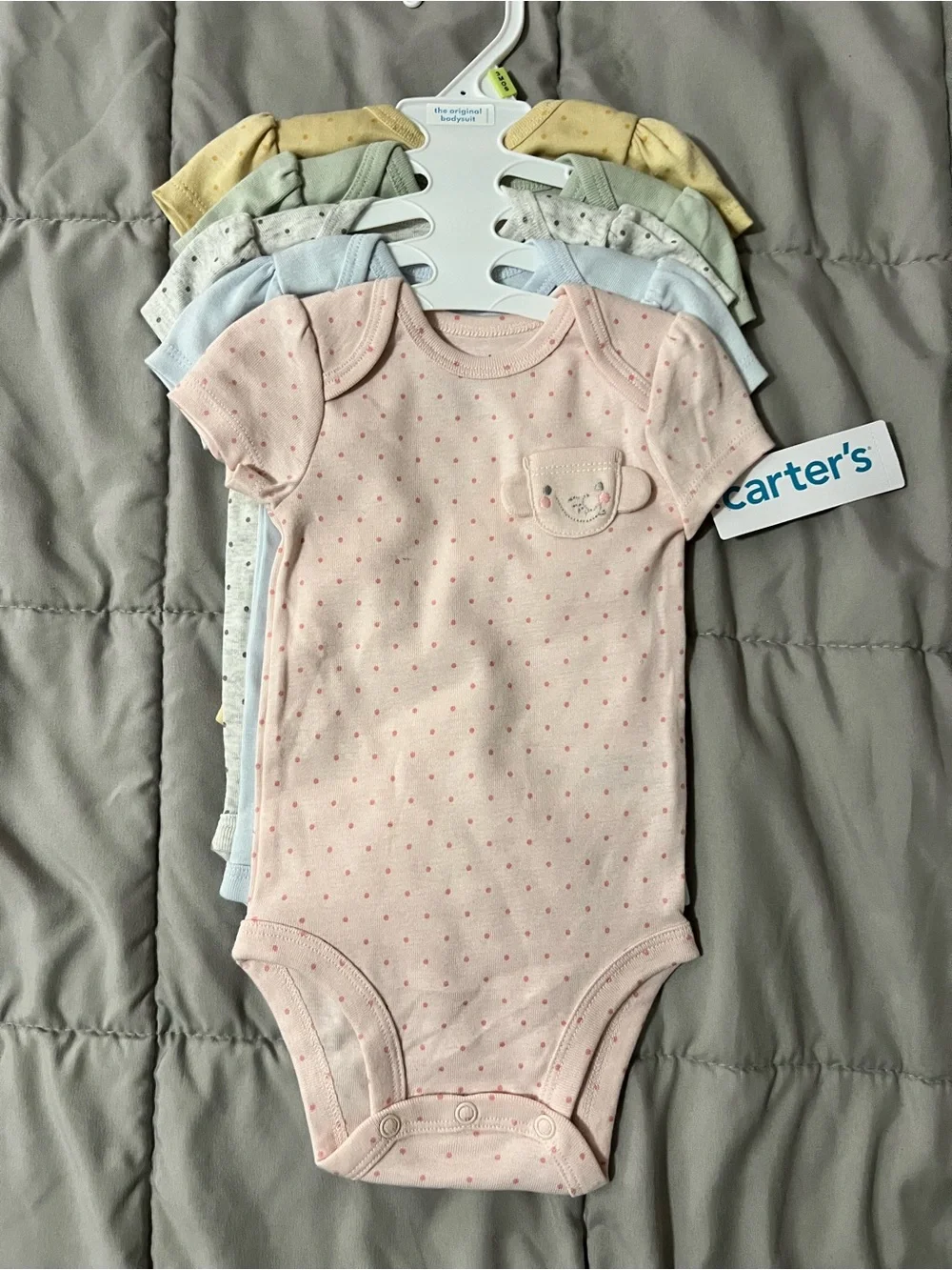 Carter's 5 Pack Short-Sleeve Baby Girl Animal Pocket Onsies